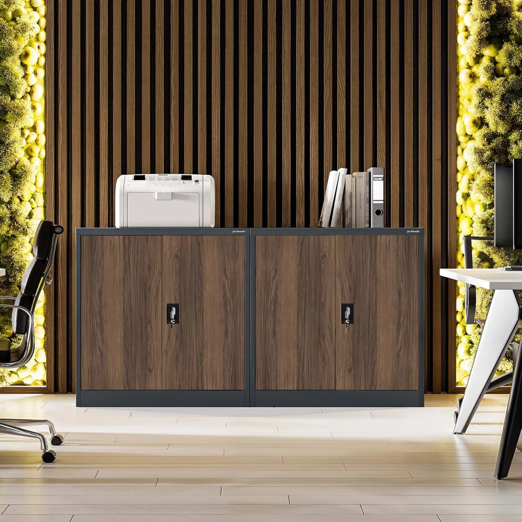 Alacsony személyi aktaszekrény, antracit/dió, 900x930x400 mm: BEATA Eco Design