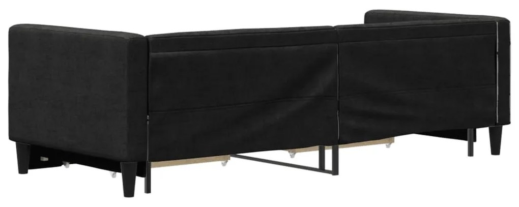 fekete kihúzható szövet heverő fiókokkal 80 x 200 cm