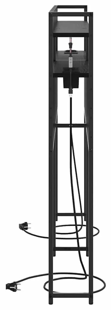 Fejtámla LED -es lámpákkal polcokkal Musta tammi 160 cm Faanyag