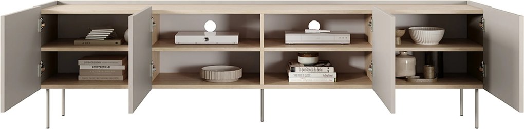 Desin TV-szekrény fém lábakkal 220 cm - kasmír / nagano tölgy