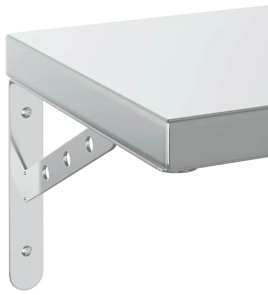 2 db ezüstszínű rozsdamentes acél fali polc 50 x 23,5 cm