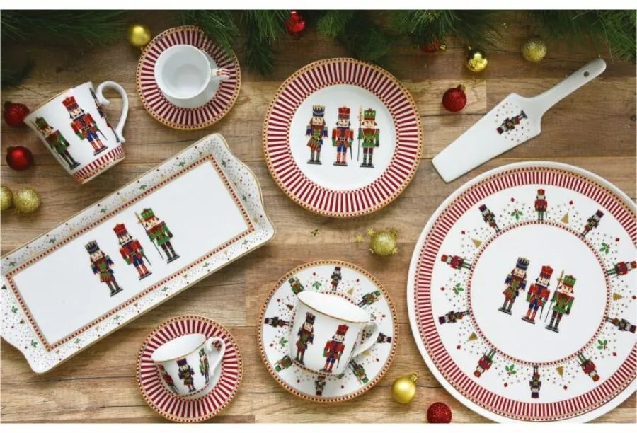 Karácsonyi diótörő mintás porcelán desszertes tányér Nutcrackers