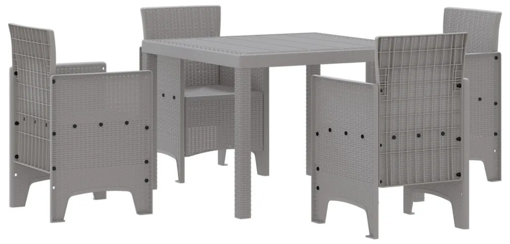 5 Darabos Kerti Étkező Szett Világos Szürke Poly Rattan