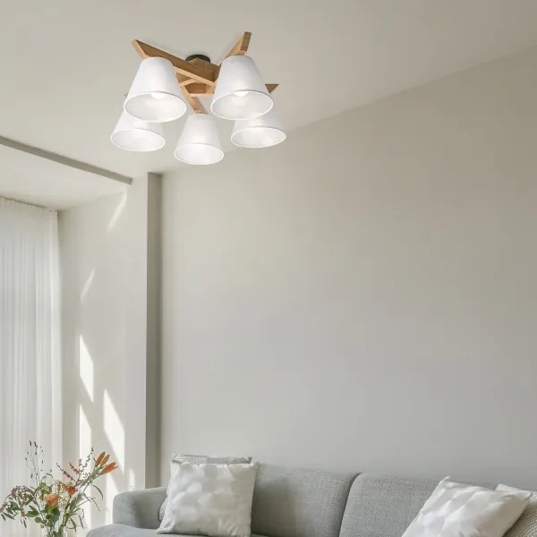 Brilagi - LED  Felületre szerelhető csillár  ANTHONY 5xE14/40W/230V tölgy/fehér