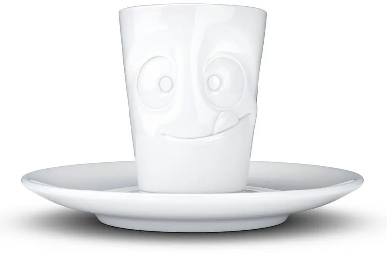 Fehér 'huncut' porcelán csésze és alátét, 80 ml - 58products