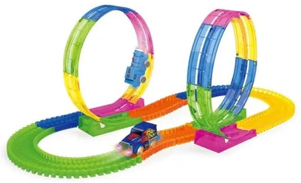 Zaparkorun Világító autópálya - szélesség 6 cm - 121 db + 1x játékautó