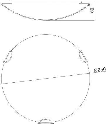 Globo 40402-1 Mennyezeti króm, fehér üveg ø: 250, H:60, exkl. 1xE27 ILLU 60W 230V