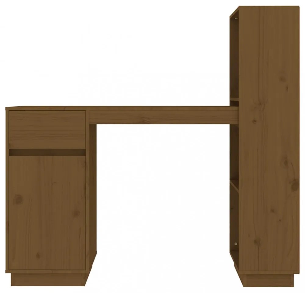 mézbarna tömör fenyőfa íróasztal 110x53x117 cm