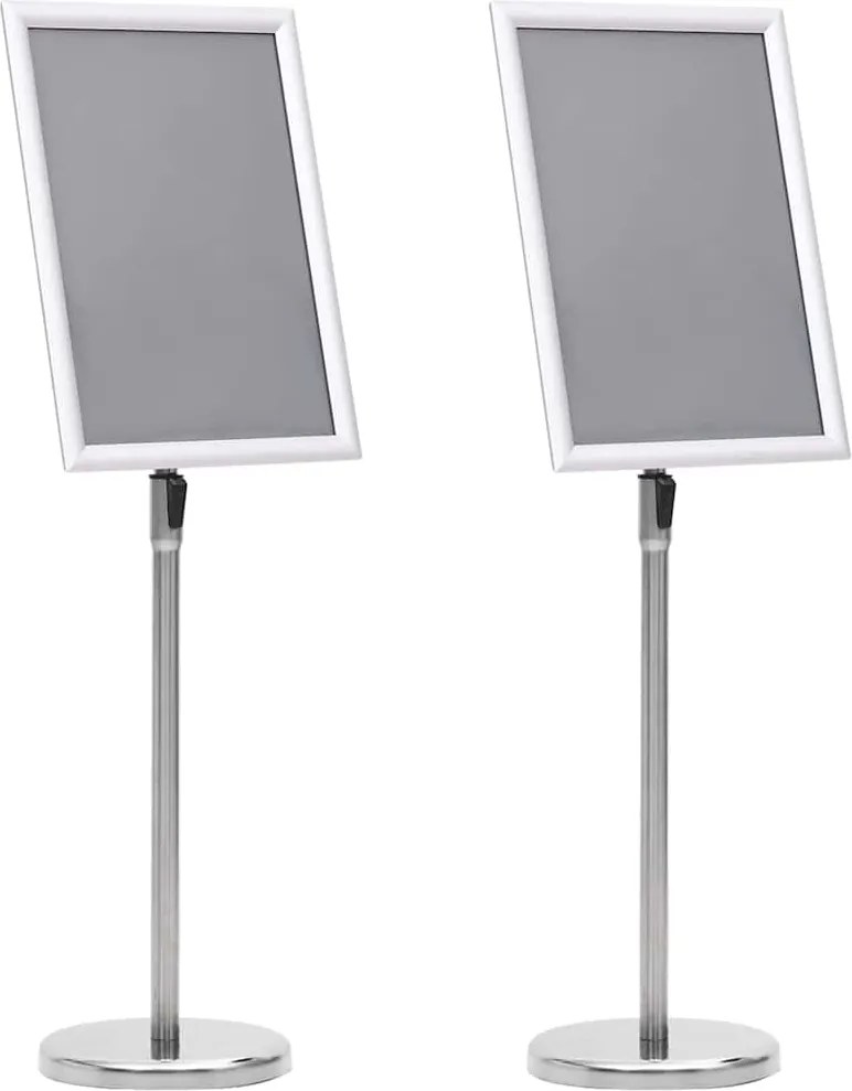 vidaXL Poszter Állványok 2 pcs Ezüst 32,7 x 24 x 108 cm Alumínium