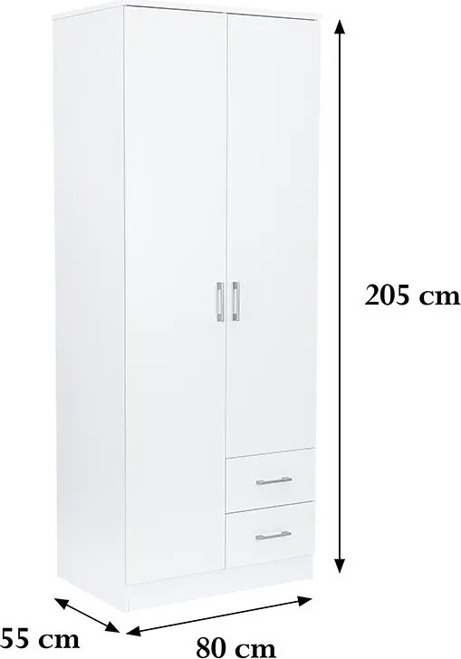 Miami gardróbszekrény 80x205 cm fehér-fehér