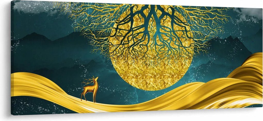 Kép - absztrakció, arany táj (120x50 cm)