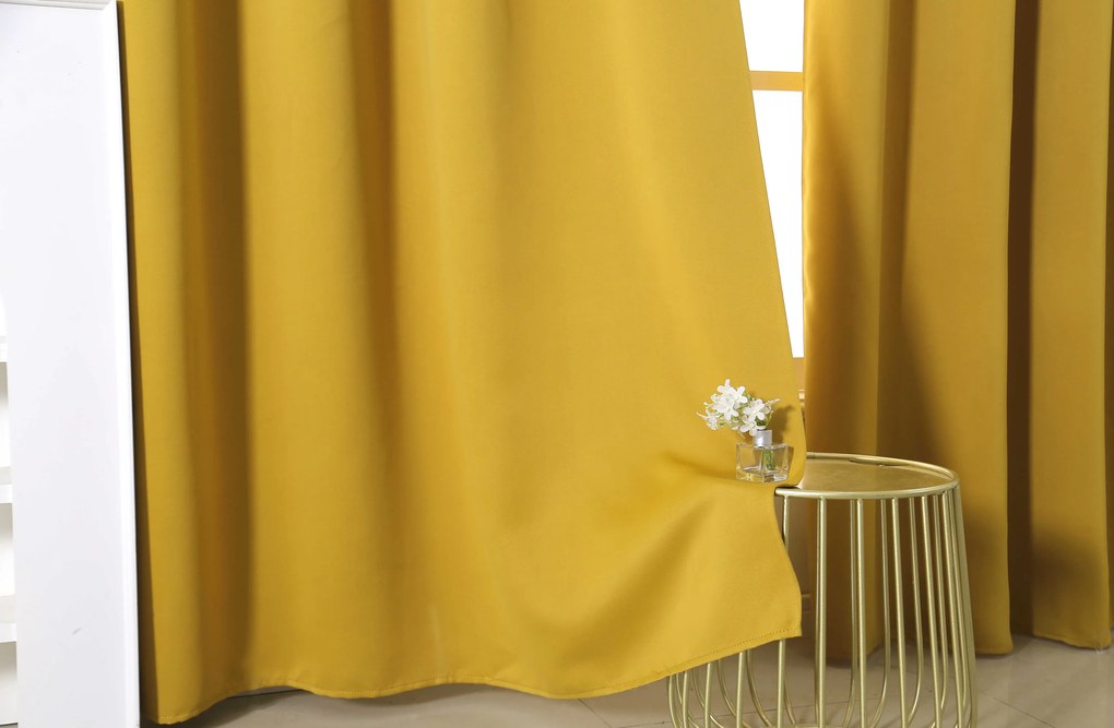 Sárga OXFORD függöny 140x250 cm Felfüggesztés: Fém gyűrűk
