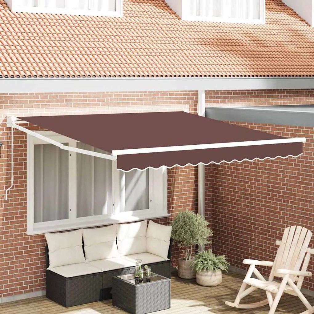 Barna kézzel kihúzható napellenző 300 x 250 cm