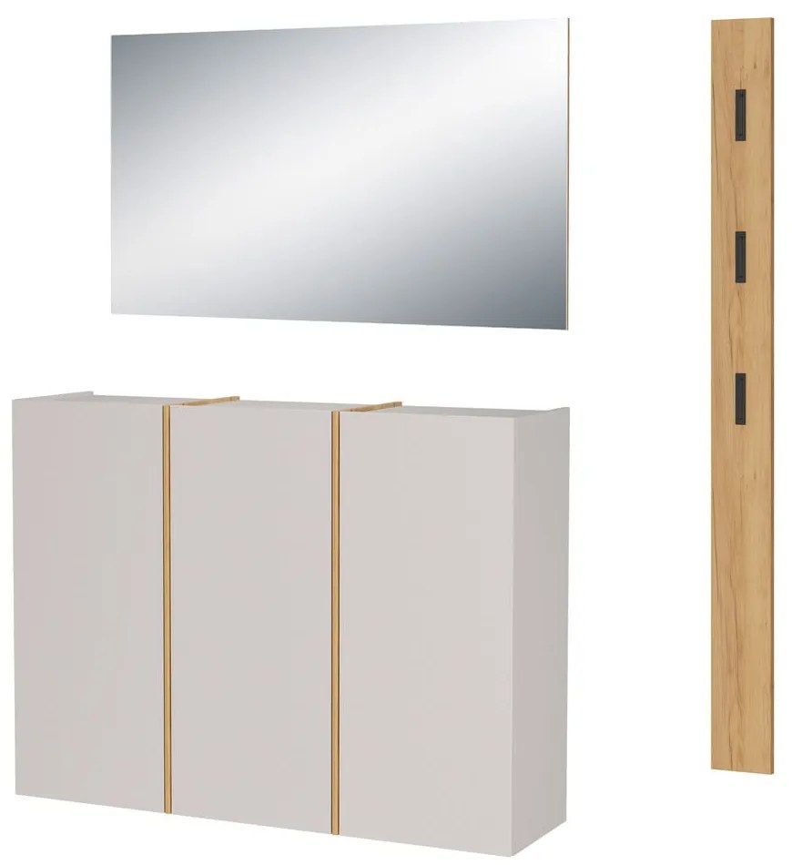 Krémszínű-natúr színű előszoba bútor 168x200x37 cm Libbiano – Germania