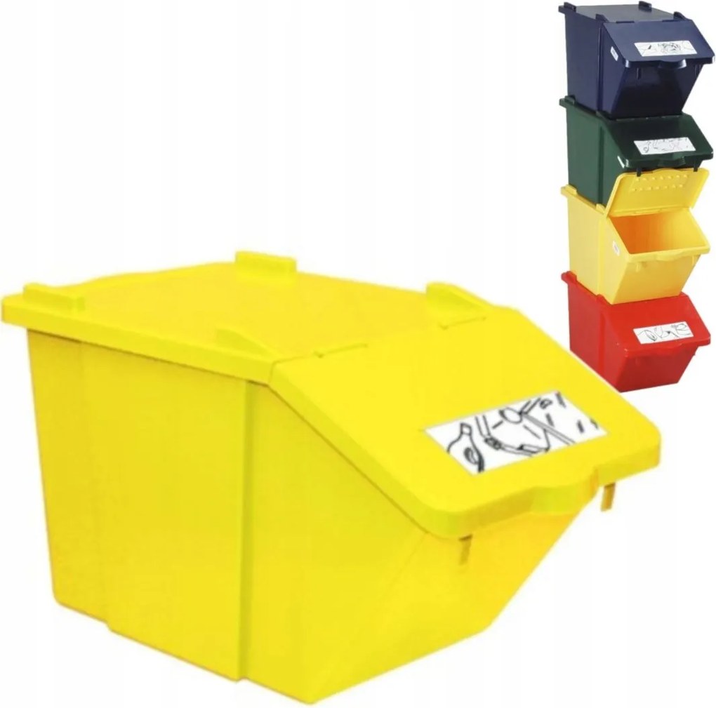 Hulladékválogató tartály emeletes sárga 45L