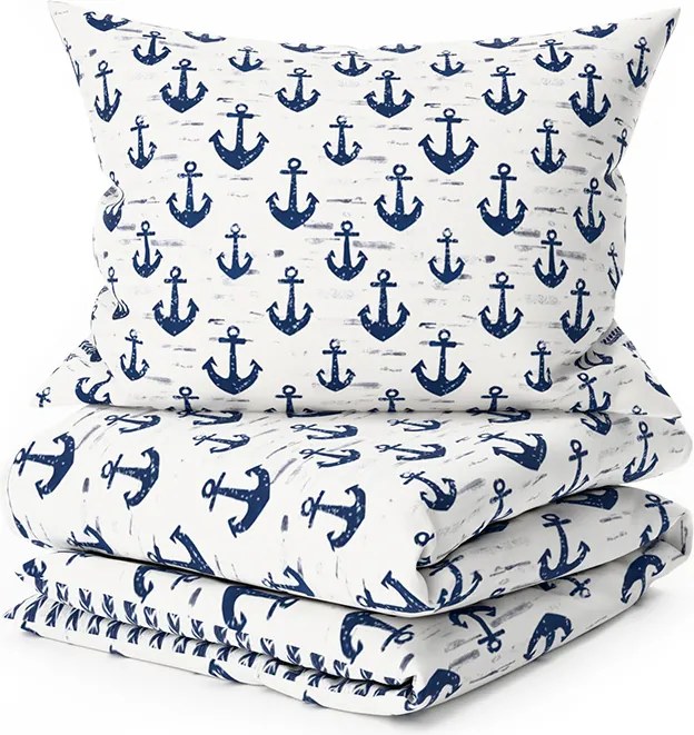 Pamut ágynemű NAVYSTA POLY kék-fehér Ágyneműhuzat mérete: 70 x 90 cm | 140 x 200 cm