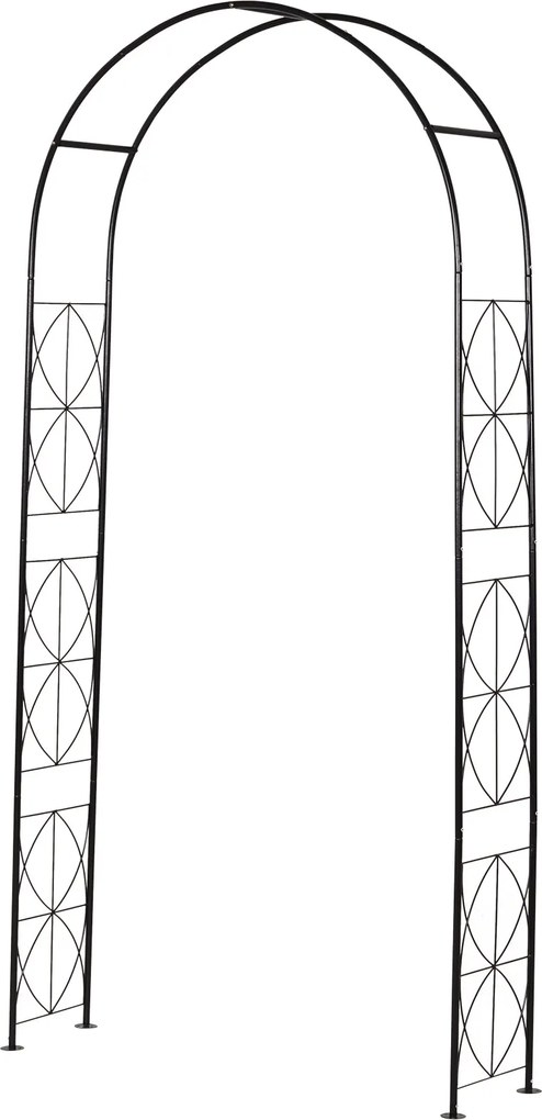 Outsunny Fém Rózsa Ív Vállfa Mászó Növényekhez Fekete 114 x 30 x 230 cm | Aosom