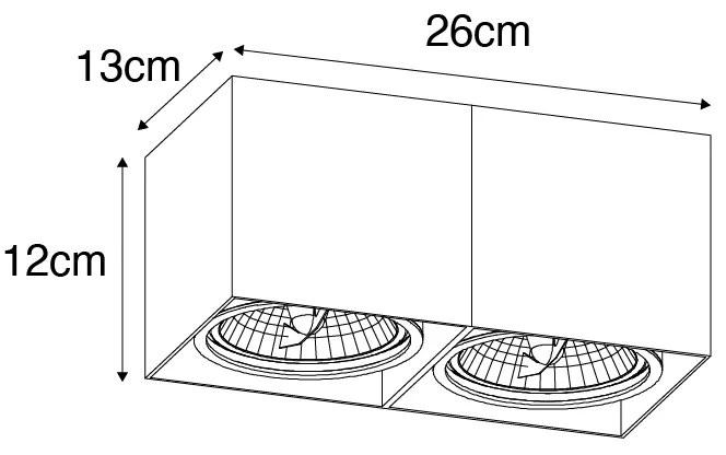 Design spotlámpa téglalap alakú AR111 2-lámpás - Box