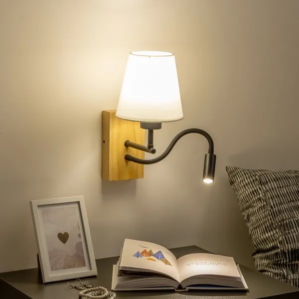 Brilagi - LED Fali lámpa NUBILA WOOD 1xE27/25W/230V + LED/3W tölgy/krémes