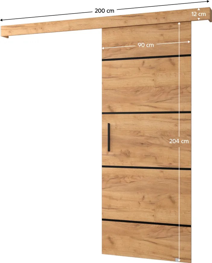 Tolóajtó, tölgy craft arany/tölgy craft arany/fekete, SALDOR 90 4