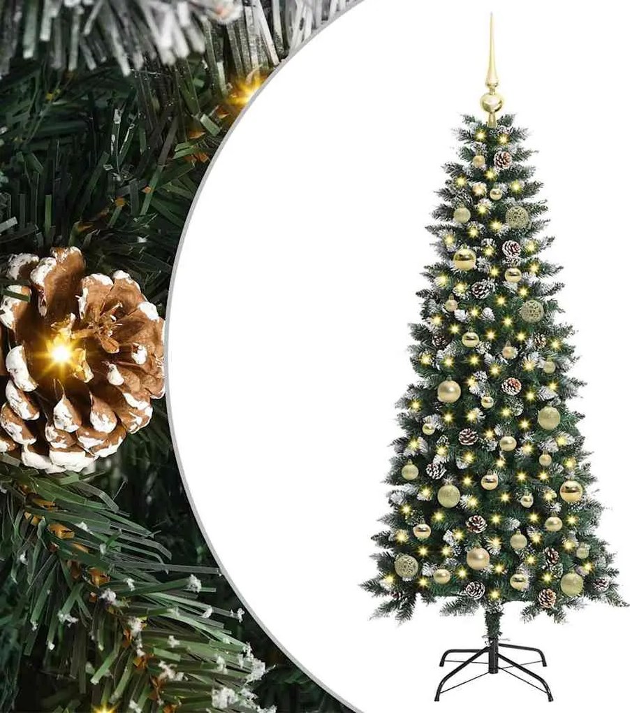 vidaXL Mű karácsonyfa 150 LED-del Zöld 150 cm PVC és Műanyag és Acél
