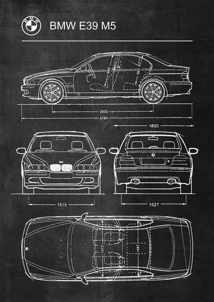 Poszter Bmw E39 M5 Retro Poster diagram