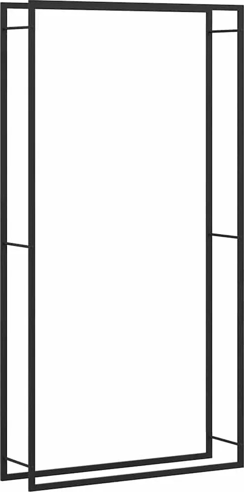 vidaXL fekete acél tűzifatároló állvány 110x28x214 cm