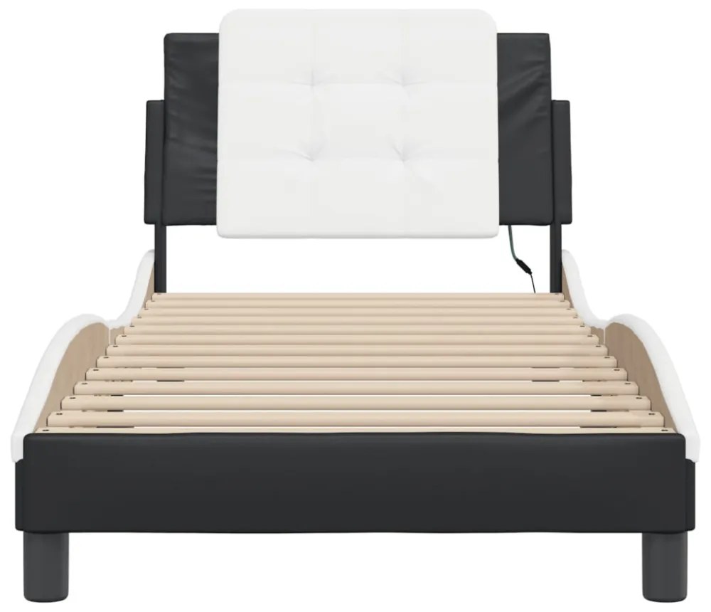 fekete és fehér ágykeret LED-ekkel matrac nélkül Zadar 80 x 200 cm