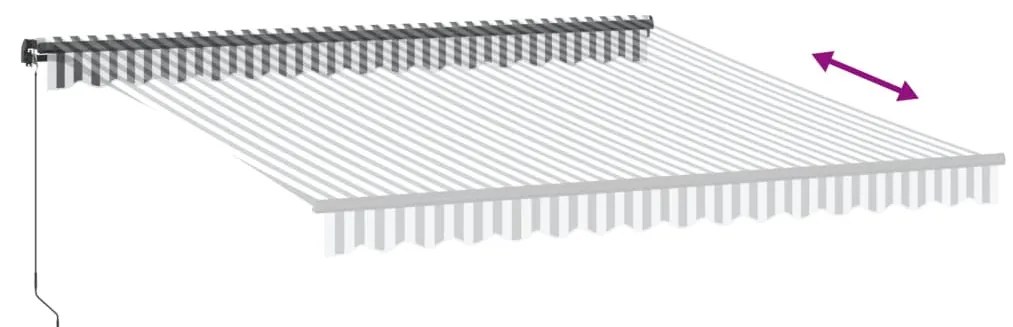 antracitszürke és fehér kézzel kihúzható napellenző 400 x 300cm