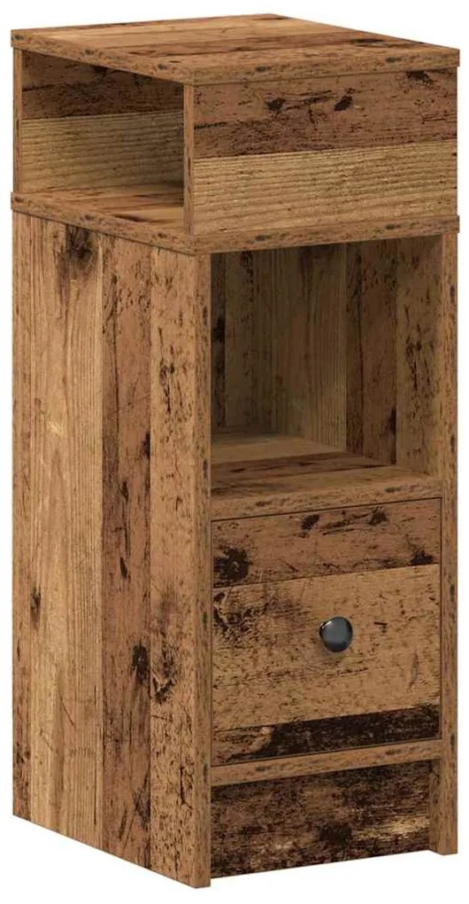 2 db antik fa színű éjjeliszekrény fiókkal 25x31x66 cm