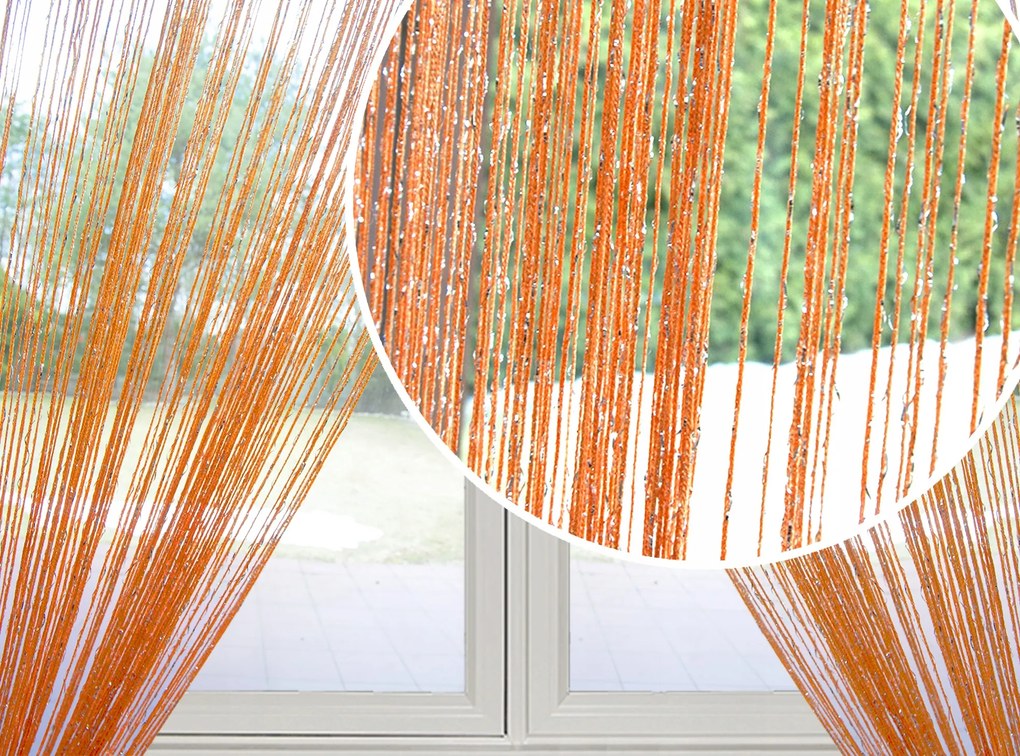 Függöny spagetti zsinór rojtokkal 300x250 széles, ezüst cérnával