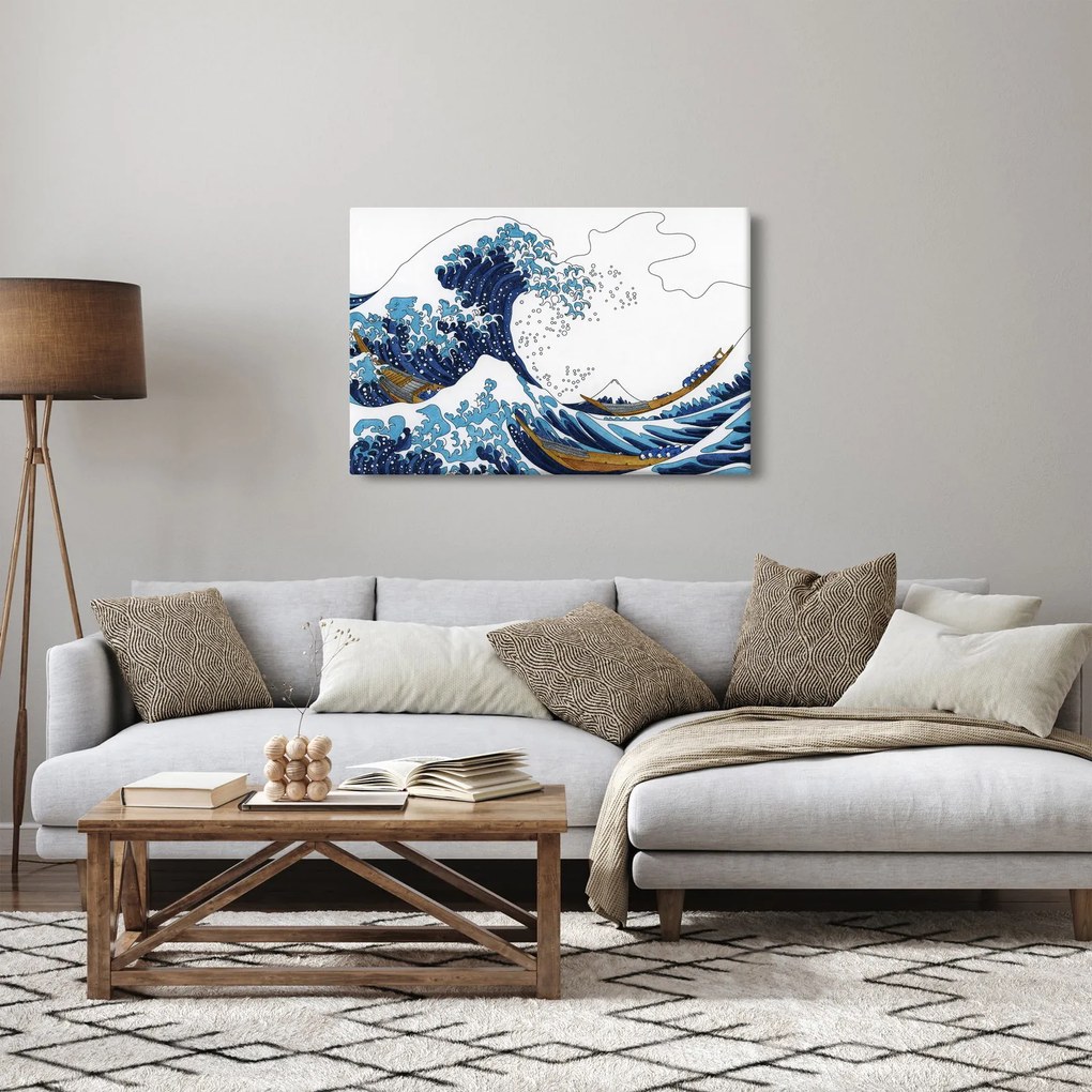 Kép - japán rajz, hullámok (90x60 cm)