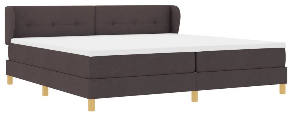 Boxspring Ágy Matrac Sötét Barna 200x200 cm Szövet