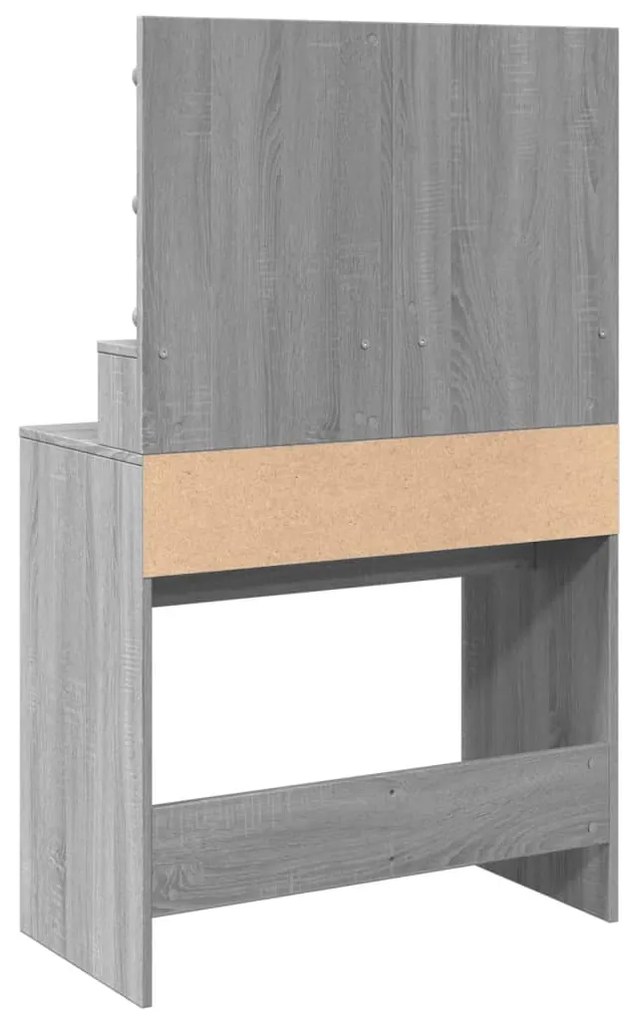 szürke sonoma színű fésülködőasztal LED-del 80 x 41 x 134,5 cm