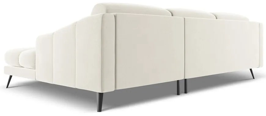 Krémszínű bársony sarokkanapé (jobb oldali) Nalu – Makamii