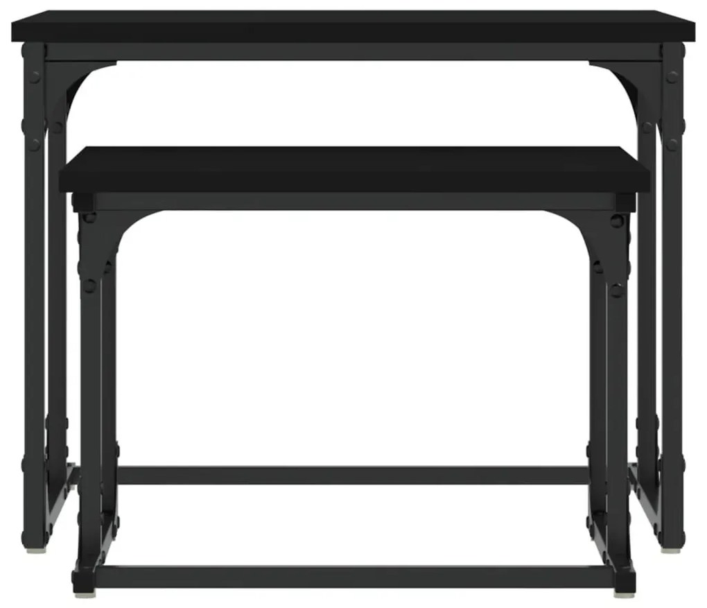 2 db fekete szerelt fa egymásba tolható dohányzóasztal