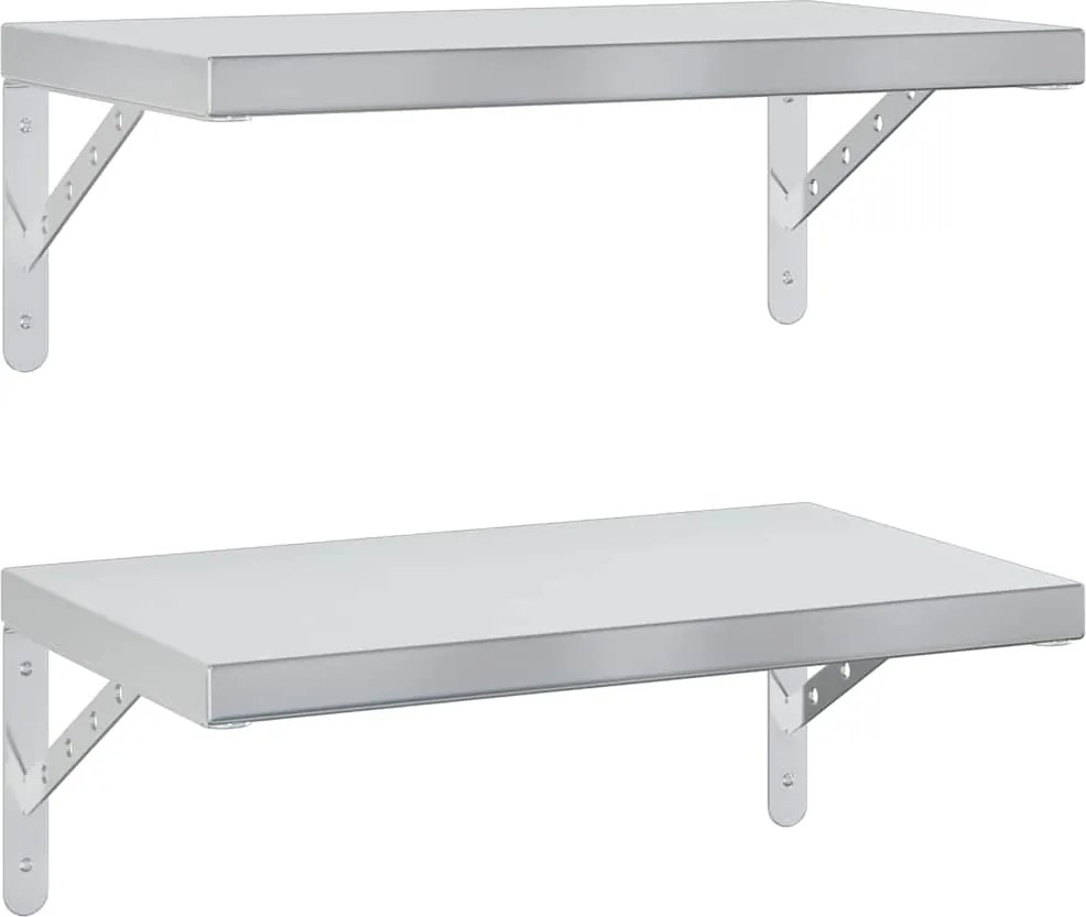 vidaXL 2 db ezüstszínű rozsdamentes acél fali polc 50 x 30 cm