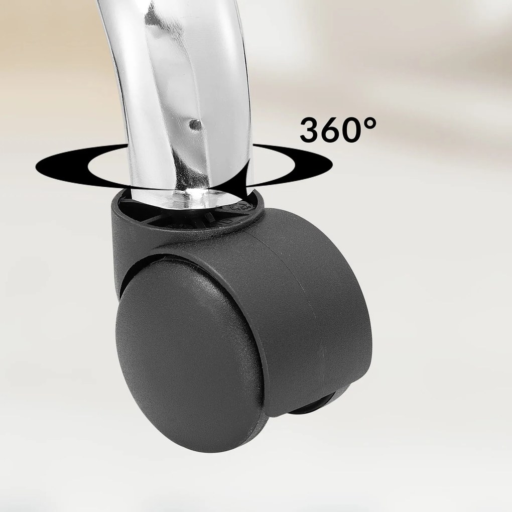 ROLAND háttámlás görgős puff, Ø35cm, fehér Casaria