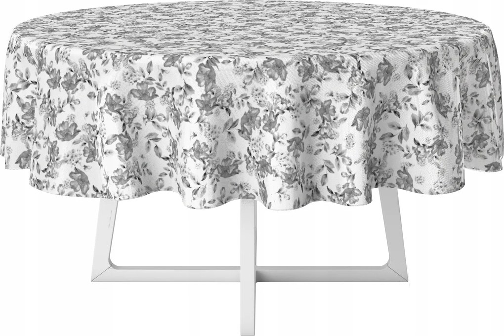 Cerata Abrosz Fehér Szürke Virágok Pillangók Kerek Vastag Kör 140 cm