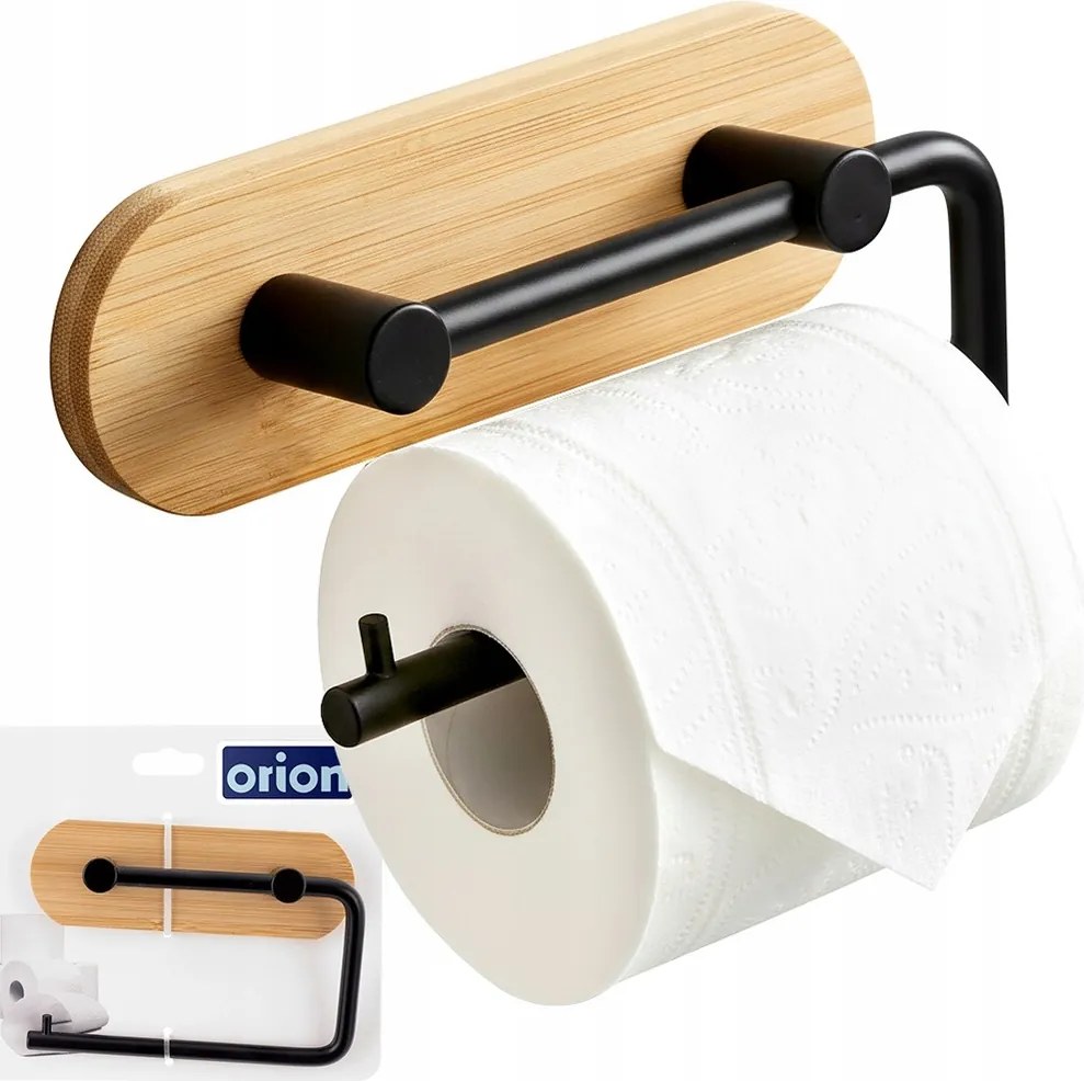 Wc-papír Tartó öntapadós fürdőszobai akasztó bambusz fém