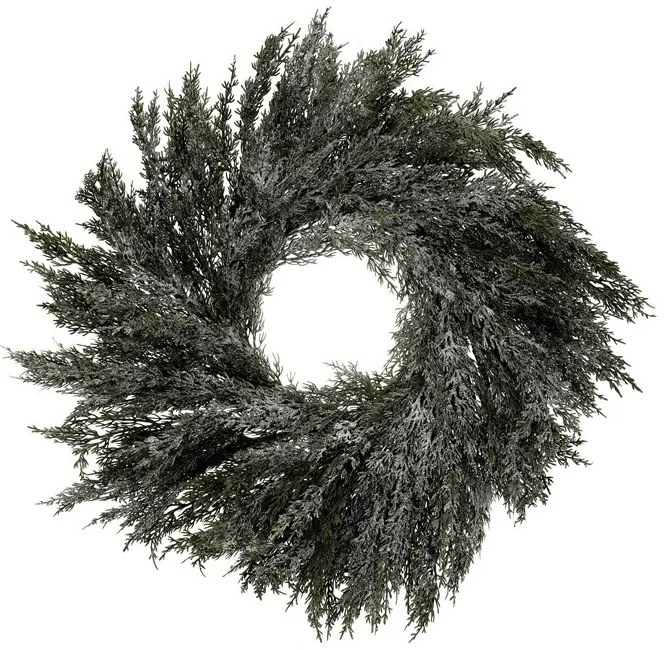 Művirágkoszorú Tújából, átmérő 70 cm, havas