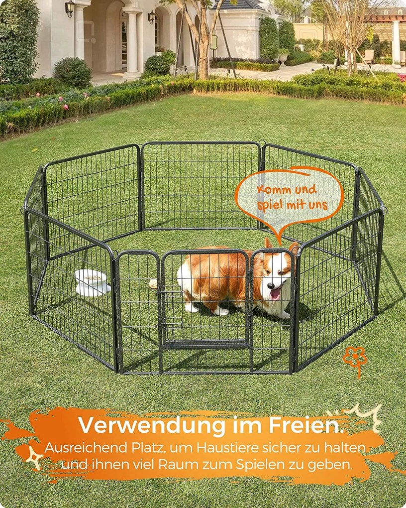Kutya kennel, kutyaketrec, 8 paneles kisállat-járóka 77 x 60 cm | FEANDREA