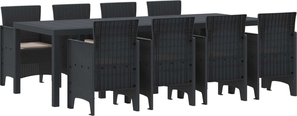 vidaXL Kert étkező szett 9 pcs Antracit Polipropilén