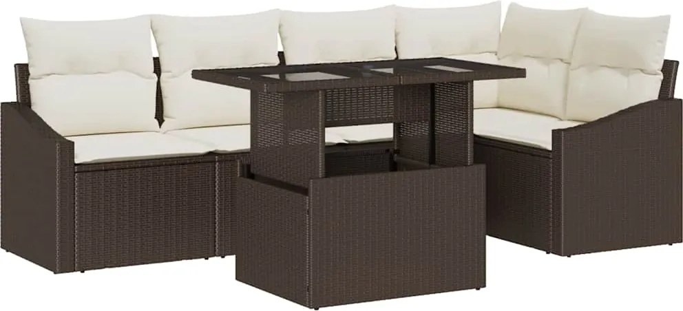 vidaXL Kerti Kanapé Szett párnával tárolóval 6 pcs Barna és Krém