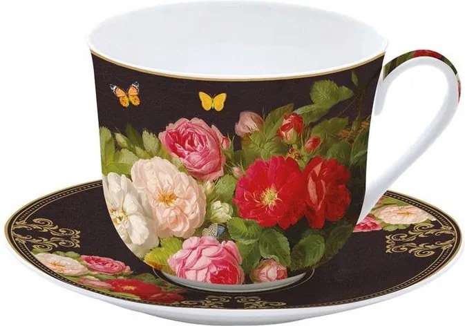 Nagy Reggeliző-desszert Porcelán Csésze Victorian Garden Csészealj