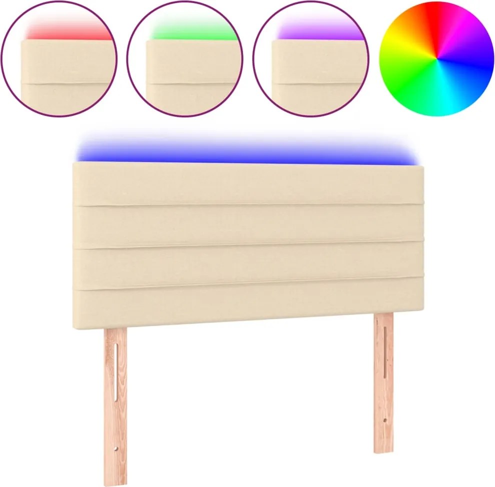 vidaXL krémszínű szövet LED-es fejtámla 100x5x78/88 cm