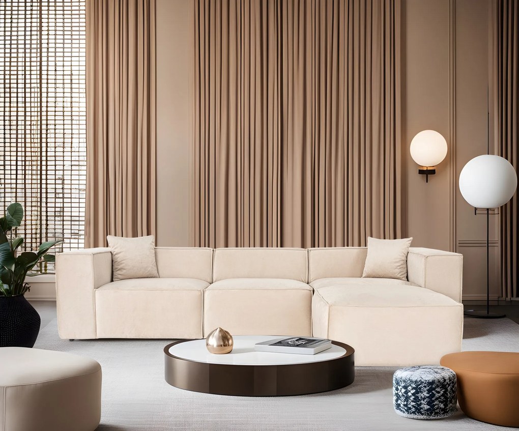 Sarokkanapé Lora (L1-O1-1R-POUFFE ) - Krém