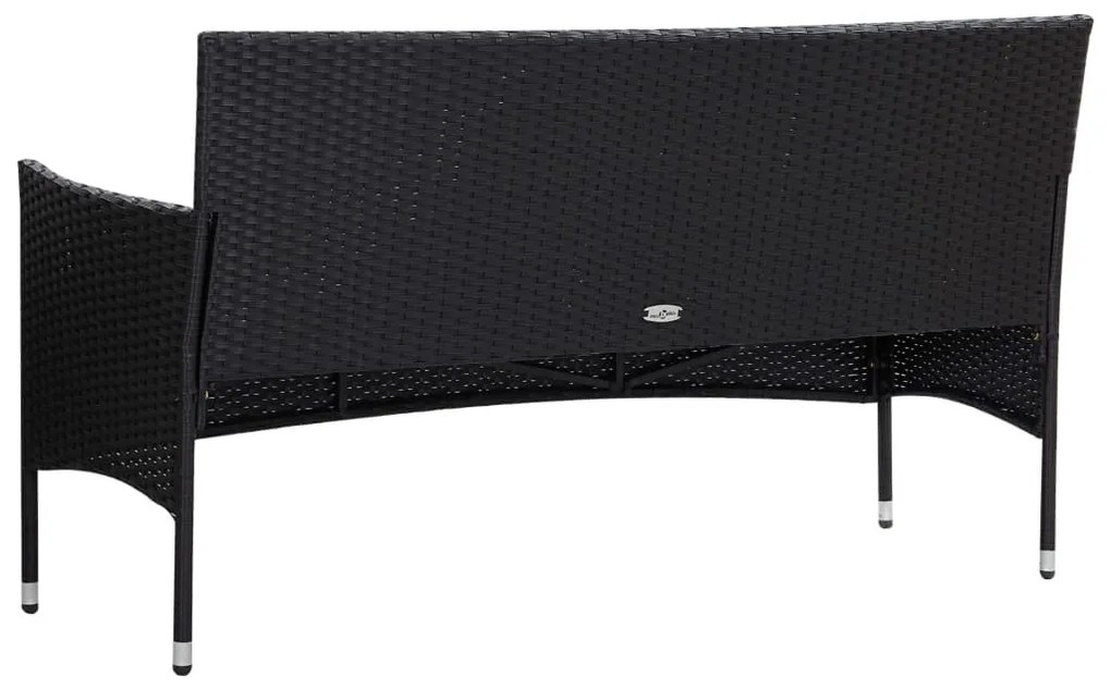 4 részes fekete polyrattan kerti ülőgarnitúra párnákkal