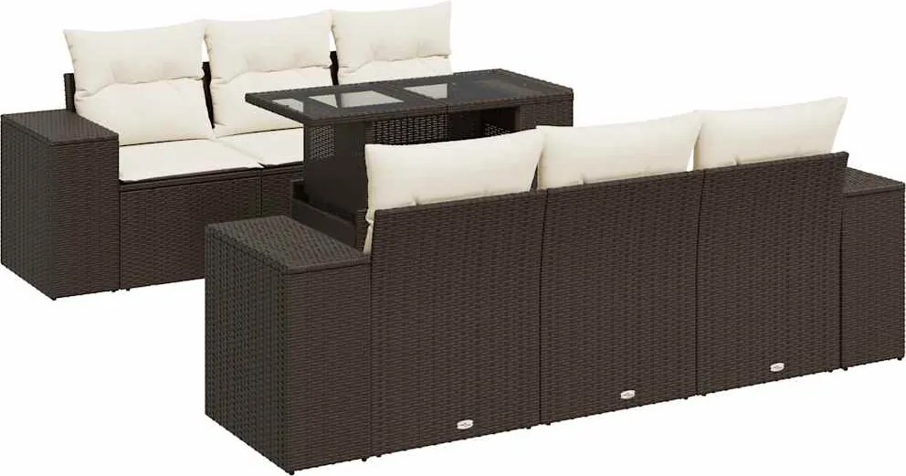 vidaXL 7 részes barna polyrattan kerti ülőgarnitúra párnákkal