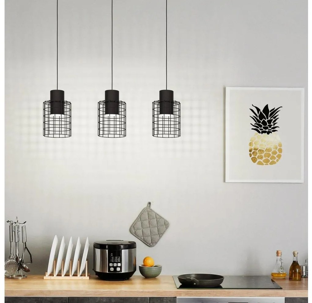 Eglo 43626 - Csillár zsinóron MILLIGAN 3xE27/40W/230V fekete